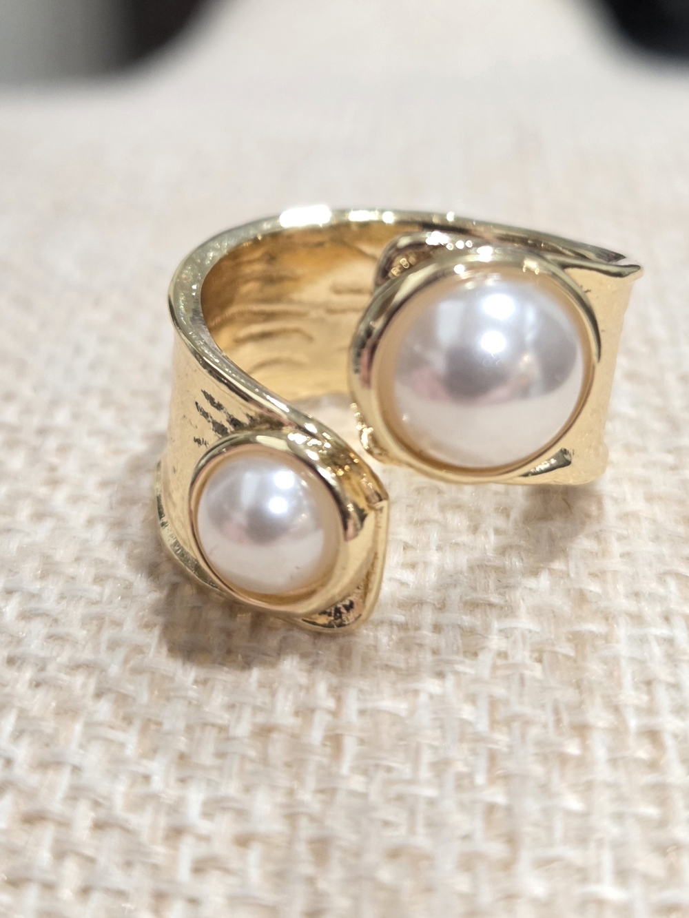 Gold Pearl Accent Open Ring – Women's Fashion Jewelry